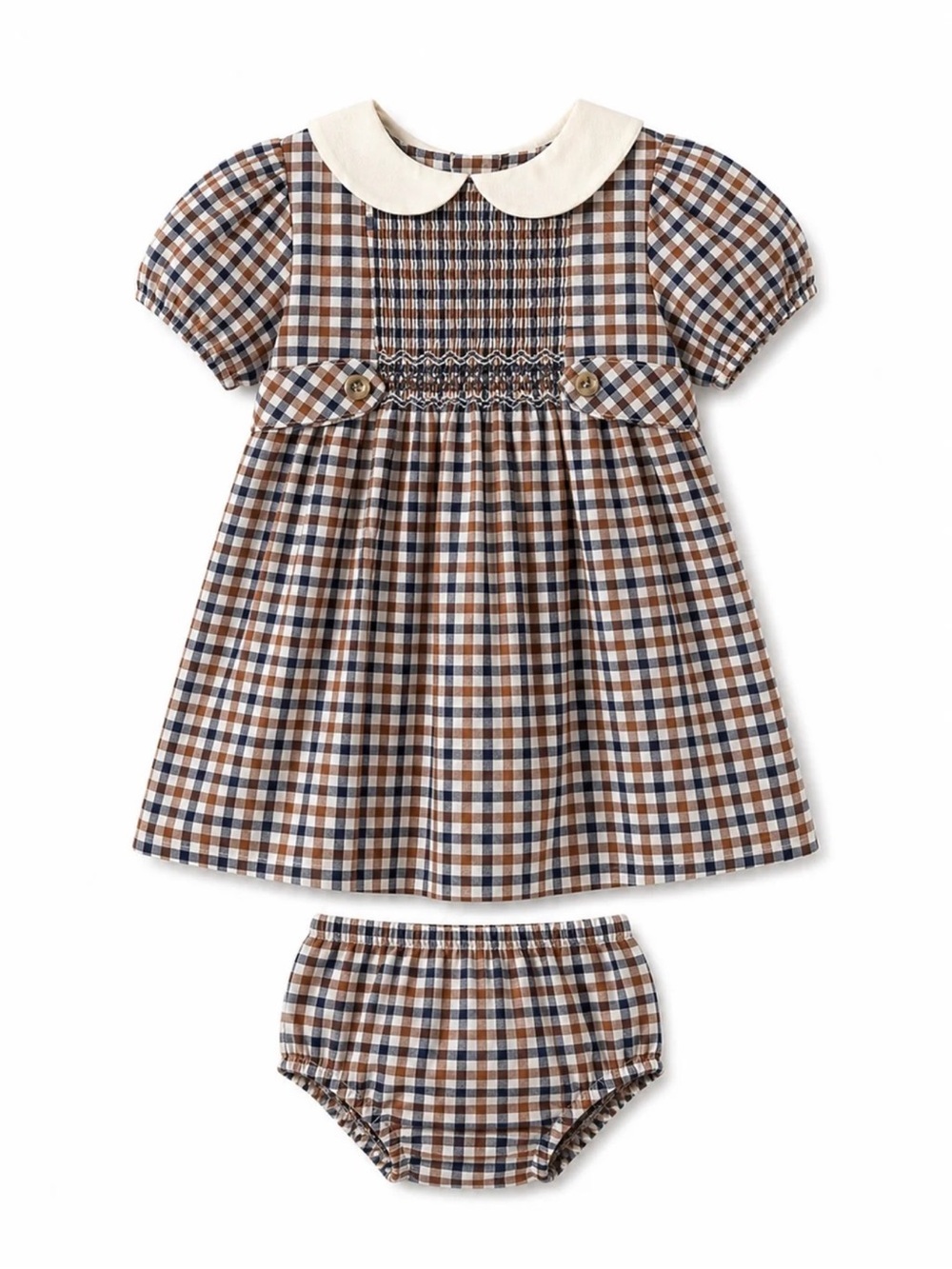 NWT Edgehill Collection Baby Girls Plaid Smocked Dress & Bloomers Set Sz 18M